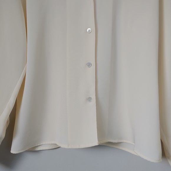 Vintage Ports International Blouse Button Up Collar Shirt Cream Size 8 - Picture 7 of 13